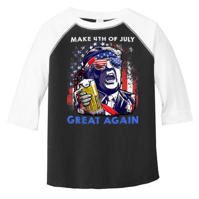Make 4th Of July Great Again Funny Trump Drinking Beer Toddler Fine Jersey T-Shirt