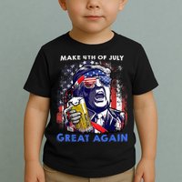 Make 4th Of July Great Again Funny Trump Drinking Beer Toddler T-Shirt