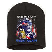 Make 4th Of July Great Again Funny Trump Drinking Beer Short Acrylic Beanie