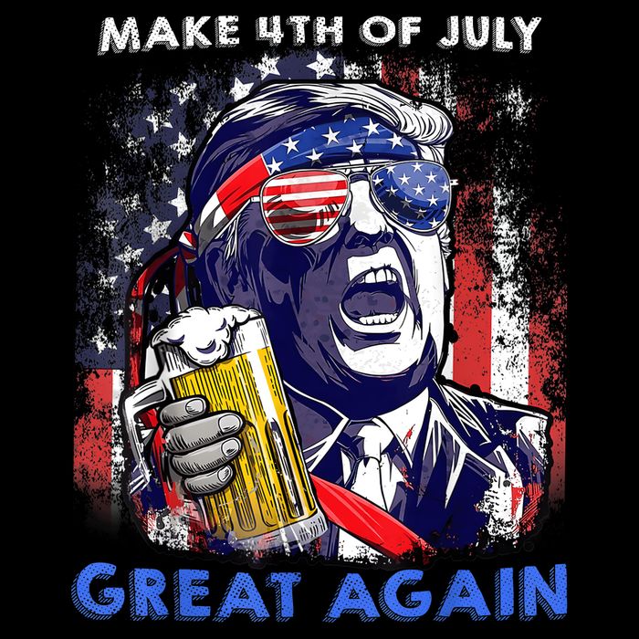Make 4th Of July Great Again Funny Trump Drinking Beer Short Acrylic Beanie