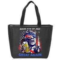 Make 4th Of July Great Again Funny Trump Drinking Beer Zip Tote Bag