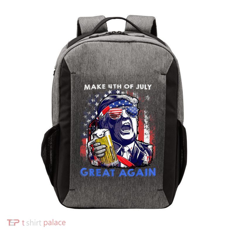 Make 4th Of July Great Again Funny Trump Drinking Beer Vector Backpack
