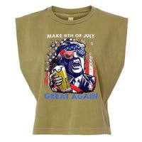 Make 4th Of July Great Again Funny Trump Drinking Beer Garment-Dyed Women's Muscle Tee