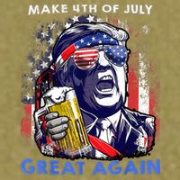 Make 4th Of July Great Again Funny Trump Drinking Beer Garment-Dyed Women's Muscle Tee