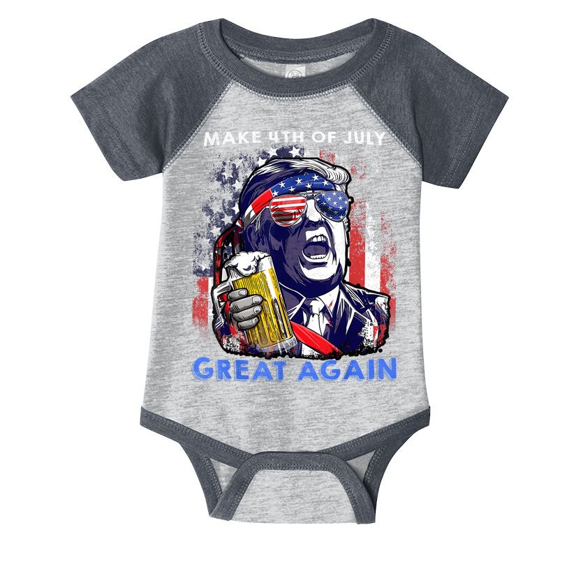 Make 4th Of July Great Again Funny Trump Drinking Beer Infant Baby Jersey Bodysuit