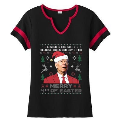 Merry 4th Of Easter Funny Joe Biden Sweater Ugly Christmas Ladies Halftime Notch Neck Tee