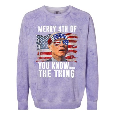 Merry 4th Of You Know The Thing Funny Biden Colorblast Crewneck Sweatshirt