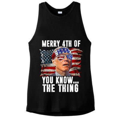 Merry 4th Of You Know The Thing Funny Biden Ladies PosiCharge Tri-Blend Wicking Tank