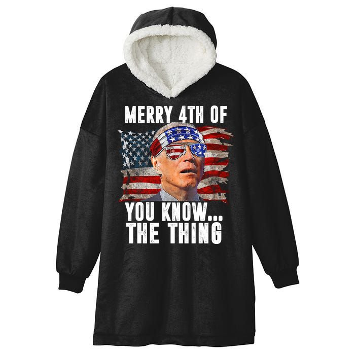 Merry 4th Of You Know The Thing Funny Biden Hooded Wearable Blanket