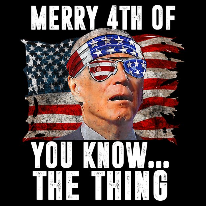Merry 4th Of You Know The Thing Funny Biden Cropped Pullover Crew