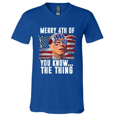 Merry 4th Of You Know The Thing Funny Biden V-Neck T-Shirt