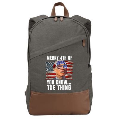 Merry 4th Of You Know The Thing Funny Biden Cotton Canvas Backpack