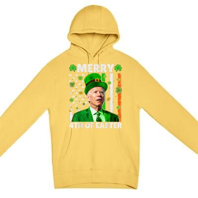 Merry 4th Of St Patricks Day Joe Biden Leprechaun Hat Clover Gift Premium Pullover Hoodie