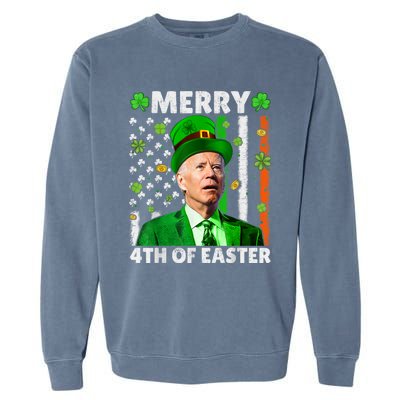 Merry 4th Of St Patricks Day Joe Biden Leprechaun Hat Clover Gift Garment-Dyed Sweatshirt