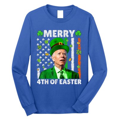 Merry 4th Of St Patricks Day Joe Biden Leprechaun Hat Clover Gift Long Sleeve Shirt