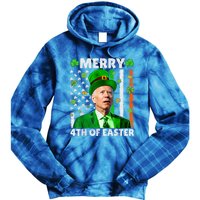 Merry 4th Of St Patricks Day Joe Biden Leprechaun Hat Clover Gift Tie Dye Hoodie