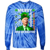 Merry 4th Of St Patricks Day Joe Biden Leprechaun Hat Clover Gift Tie-Dye Long Sleeve Shirt