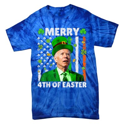 Merry 4th Of St Patricks Day Joe Biden Leprechaun Hat Clover Gift Tie-Dye T-Shirt