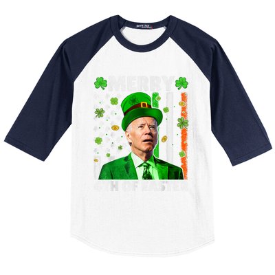 Merry 4th Of St Patricks Day Joe Biden Leprechaun Hat Clover Gift Baseball Sleeve Shirt