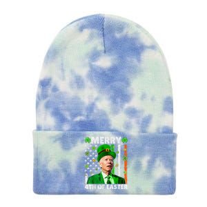 Merry 4th Of St Patricks Day Joe Biden Leprechaun Hat Clover Gift Tie Dye 12in Knit Beanie