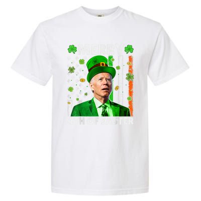 Merry 4th Of St Patricks Day Joe Biden Leprechaun Hat Clover Gift Garment-Dyed Heavyweight T-Shirt