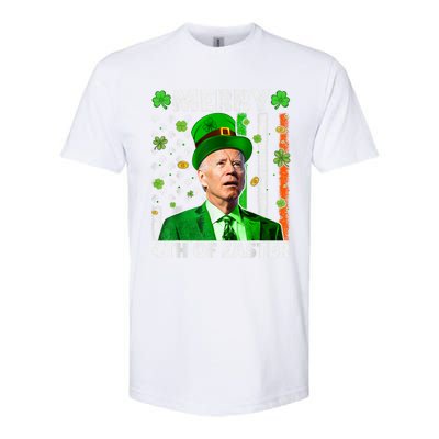 Merry 4th Of St Patricks Day Joe Biden Leprechaun Hat Clover Gift Softstyle CVC T-Shirt