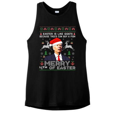 Merry 4th Of Easter Funny Biden Ugly Xmas Sweater  Ladies PosiCharge Tri-Blend Wicking Tank