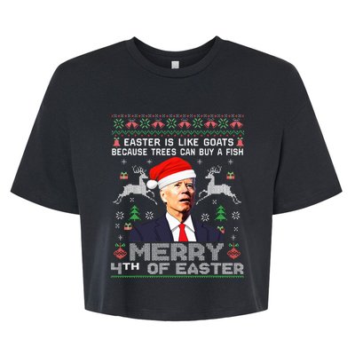 Merry 4th Of Easter Funny Biden Ugly Xmas Sweater  Bella+Canvas Jersey Crop Tee