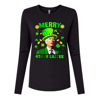 Merry 4th Of St Patricks Day Funny Joe Biden Leprechaun Hat Womens Cotton Relaxed Long Sleeve T-Shirt