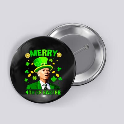 Merry 4th Of St Patricks Day Funny Joe Biden Leprechaun Hat Button