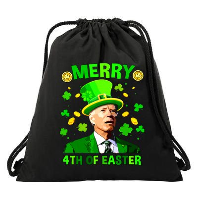 Merry 4th Of St Patricks Day Funny Joe Biden Leprechaun Hat Drawstring Bag