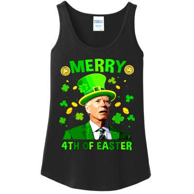 Merry 4th Of St Patricks Day Funny Joe Biden Leprechaun Hat Ladies Essential Tank