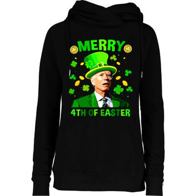 Merry 4th Of St Patricks Day Funny Joe Biden Leprechaun Hat Womens Funnel Neck Pullover Hood