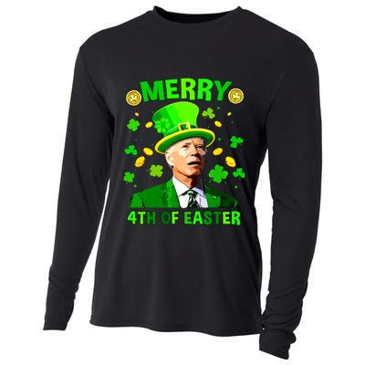 Merry 4th Of St Patricks Day Funny Joe Biden Leprechaun Hat Cooling Performance Long Sleeve Crew