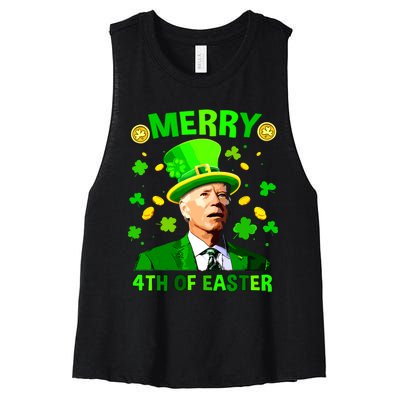 Merry 4th Of St Patricks Day Funny Joe Biden Leprechaun Hat Women's Racerback Cropped Tank