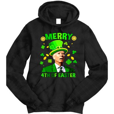 Merry 4th Of St Patricks Day Funny Joe Biden Leprechaun Hat Tie Dye Hoodie