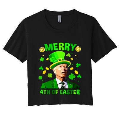 Merry 4th Of St Patricks Day Funny Joe Biden Leprechaun Hat Crop Top