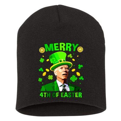 Merry 4th Of St Patricks Day Funny Joe Biden Leprechaun Hat Short Acrylic Beanie