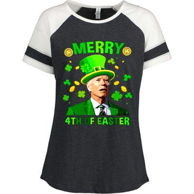 Merry 4th Of St Patricks Day Funny Joe Biden Leprechaun Hat Enza Ladies Jersey Colorblock Tee