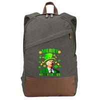 Merry 4th Of St Patricks Day Funny Joe Biden Leprechaun Hat Cotton Canvas Backpack