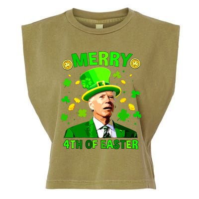 Merry 4th Of St Patricks Day Funny Joe Biden Leprechaun Hat Garment-Dyed Women's Muscle Tee