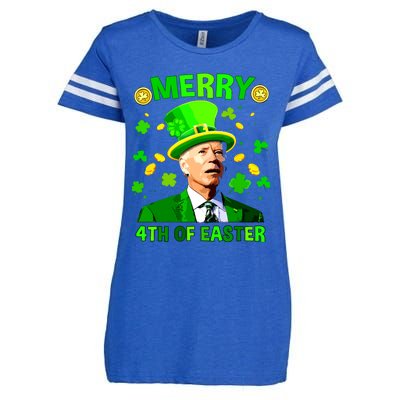 Merry 4th Of St Patricks Day Funny Joe Biden Leprechaun Hat Enza Ladies Jersey Football T-Shirt