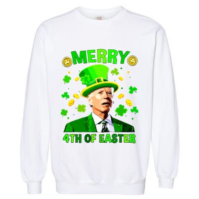 Merry 4th Of St Patricks Day Funny Joe Biden Leprechaun Hat Garment-Dyed Sweatshirt