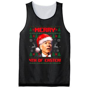 Merry 4th Of Easter Funny Joe Biden Christmas Ugly Sweater Mesh Reversible Basketball Jersey Tank