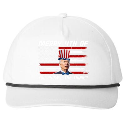 Merry 4th Of You Know The Thing Funny Joe Biden America Snapback Five-Panel Rope Hat