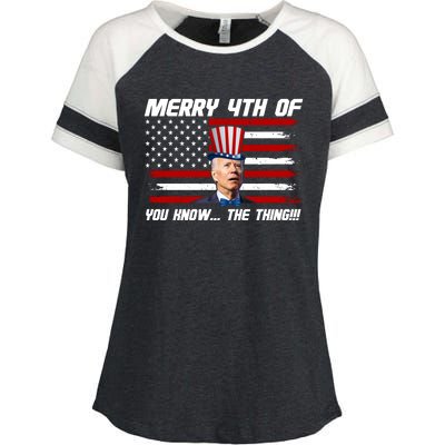 Merry 4th Of You Know The Thing Funny Joe Biden America Enza Ladies Jersey Colorblock Tee