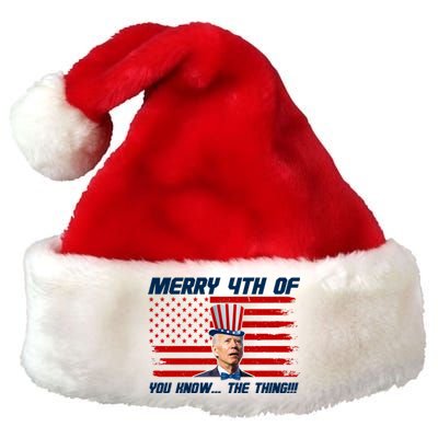 Merry 4th Of You Know The Thing Funny Joe Biden America Premium Christmas Santa Hat