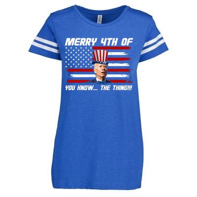 Merry 4th Of You Know The Thing Funny Joe Biden America Enza Ladies Jersey Football T-Shirt