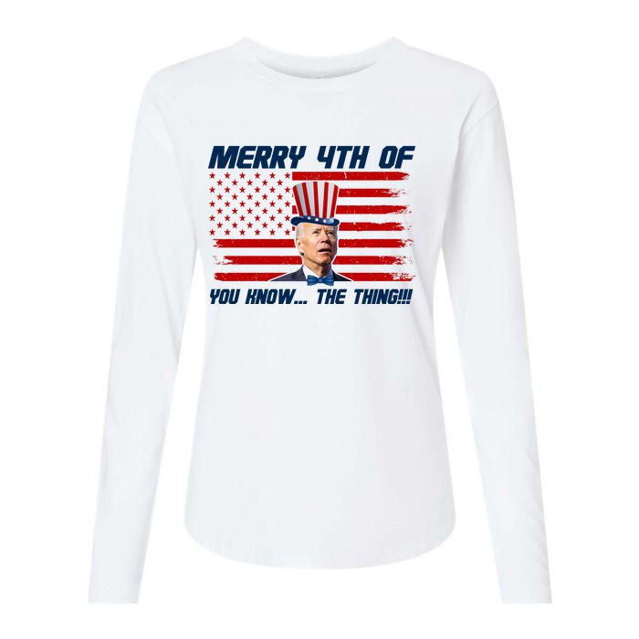 Merry 4th Of You Know The Thing Funny Joe Biden America Womens Cotton Relaxed Long Sleeve T-Shirt