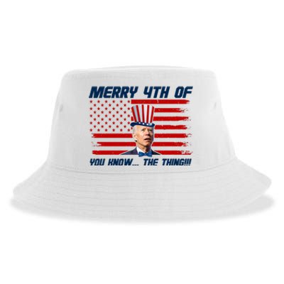 Merry 4th Of You Know The Thing Funny Joe Biden America Sustainable Bucket Hat